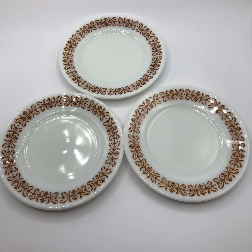 Pyrex copper filigree bread and butter plate x 3